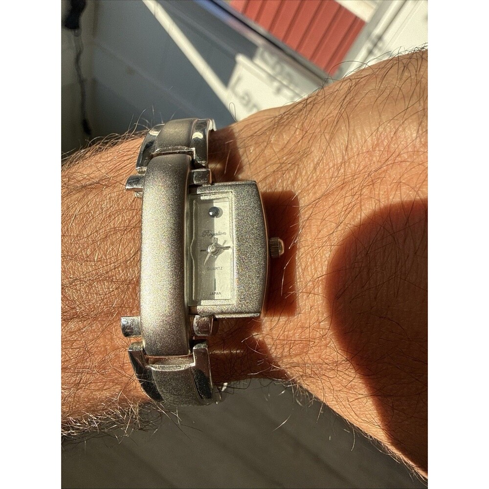 Vintage Royalton Slide Out Womens Watch 18mm Silver Tone Needs Battery AS-IS